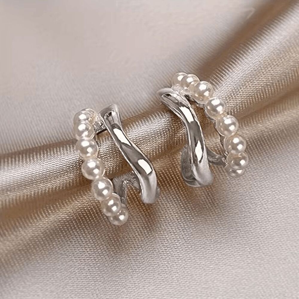 Pearl Double Layer Hoop Earrings